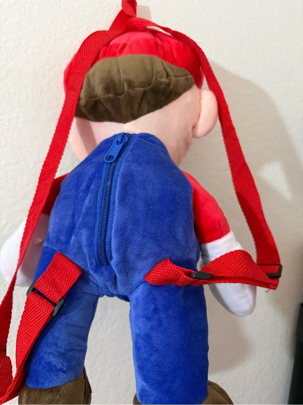 Classic Red & Blue Mario Plush Backpack - Kids Toy